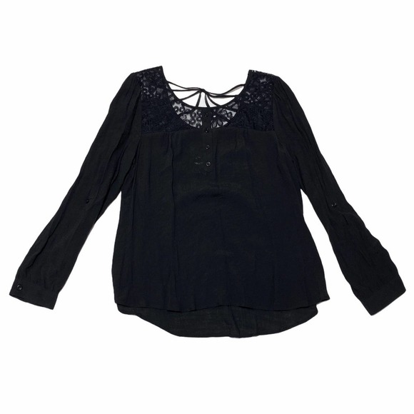 MINE Black Lace Strappy Long Sleeve Blouse - Picture 4 of 9